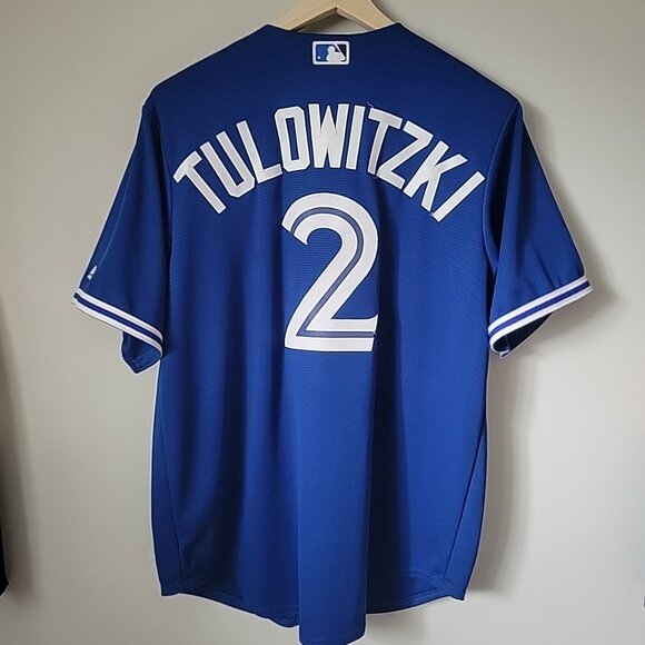 SOLD Toronto Blue Jays Baseball Jersey Blue Men's L MLB - Picture 3 of 9